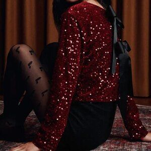 NWT Big-bow sequined blouse Made in Italy